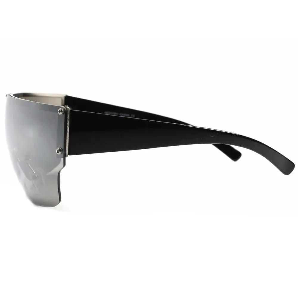 Party Rave Costume Wrap Around Shield Futuristic Chrome Mirrored Lens Sunglasses